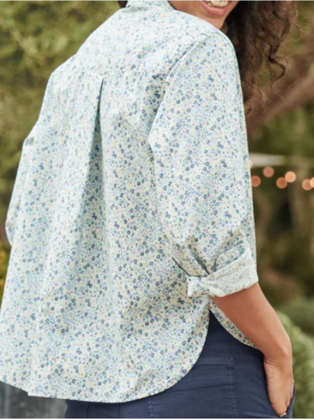 Frank & Eileen Silvio Liberty Wovenwith  Mini Blue Flowers Button Down Shirt - Picture 2 of 5